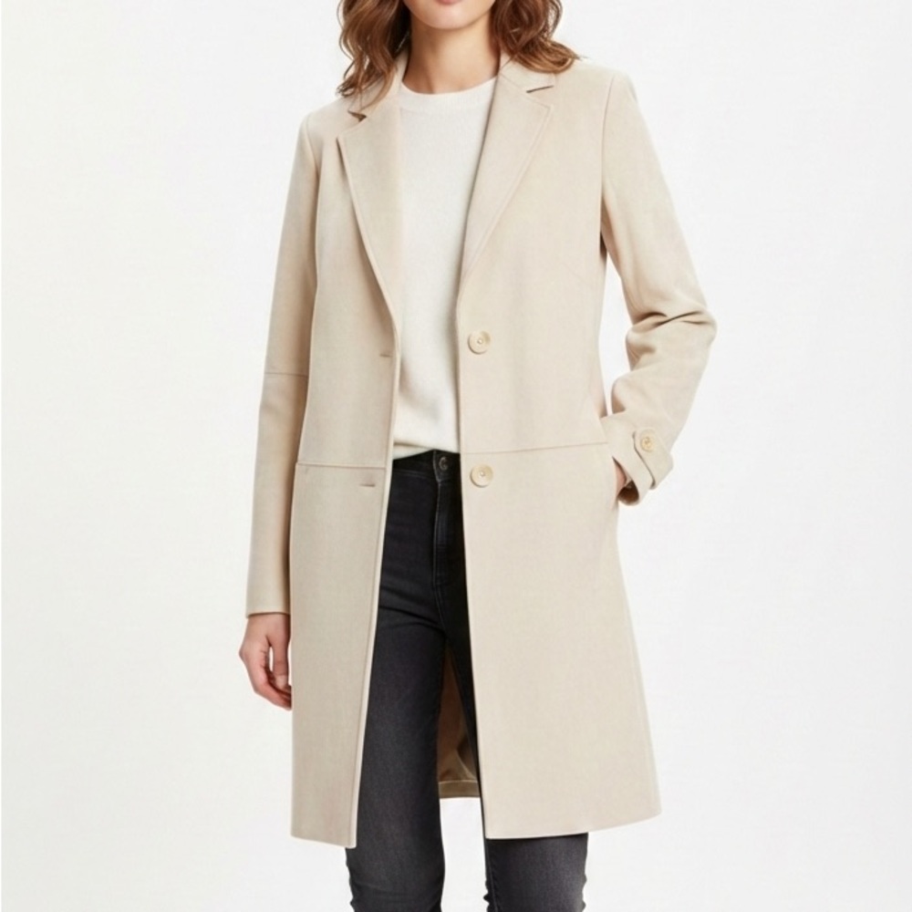 Elegant Cream Suede Women's Coat